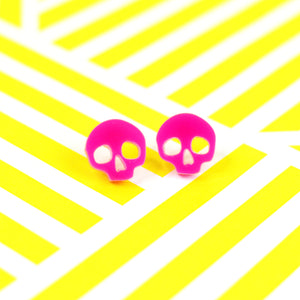 Skull Stud Earrings - Pink