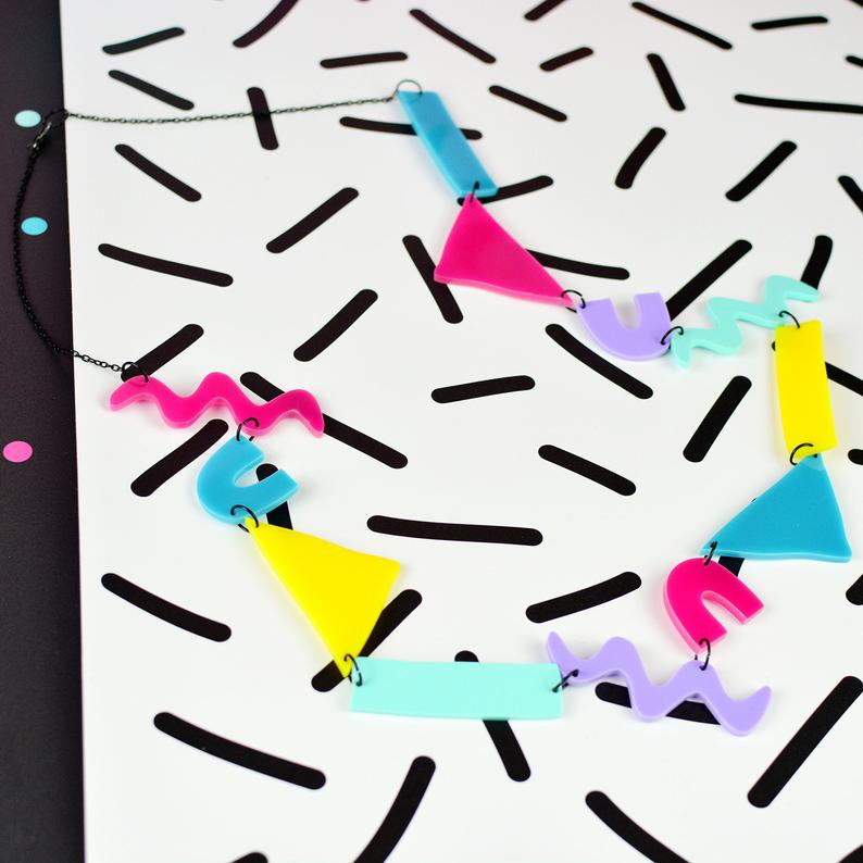 Geometric Shapes Statement Necklace